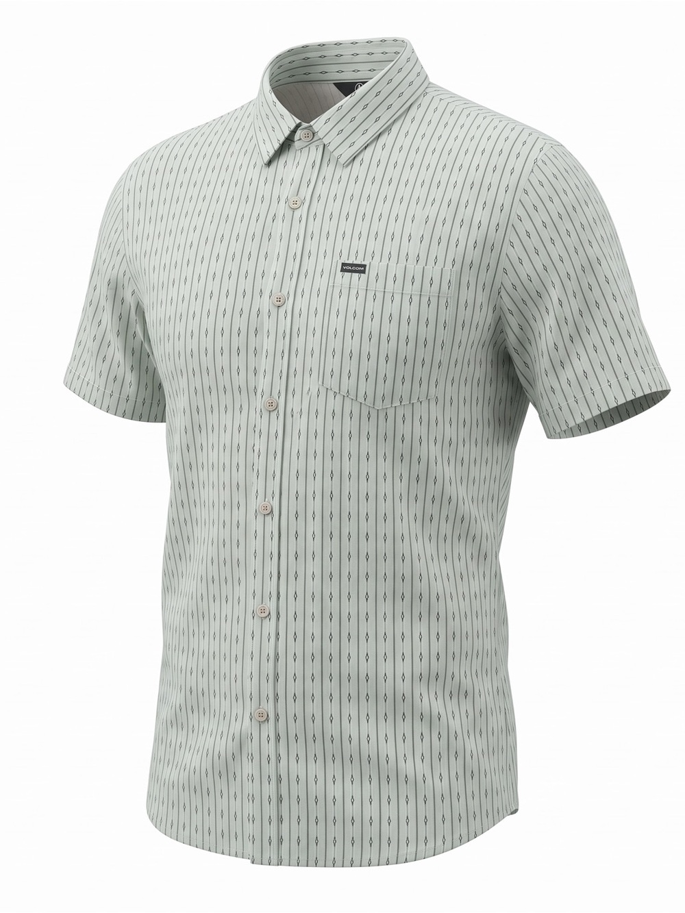 Volcom Men's Short-Sleeve Button-Down Shirt in Mint Green Stripe